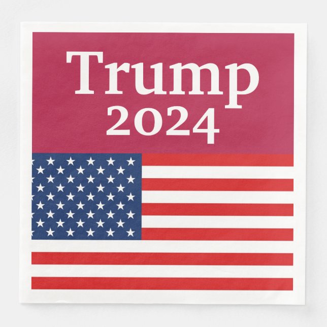 Red Donald Trump 2024 American Flag Napkin (Front)