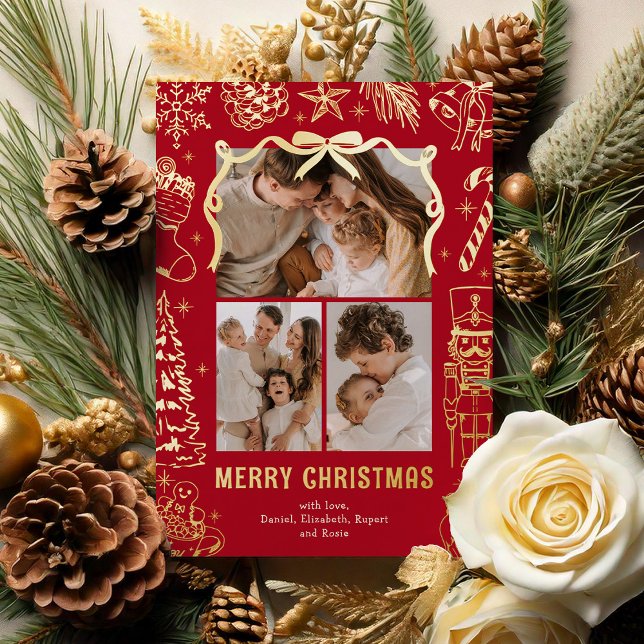 Red Doodle 3 Photo Christmas Gold (Creator Uploaded)
