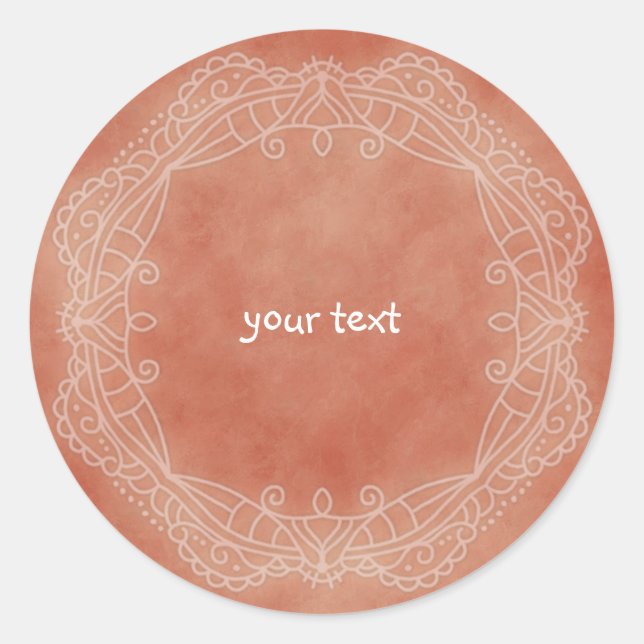 Red doodle design classic round sticker (Front)