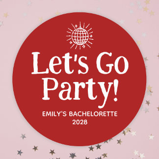 Red Doodle Disco Ball Bachelorette Party Classic Round Sticker