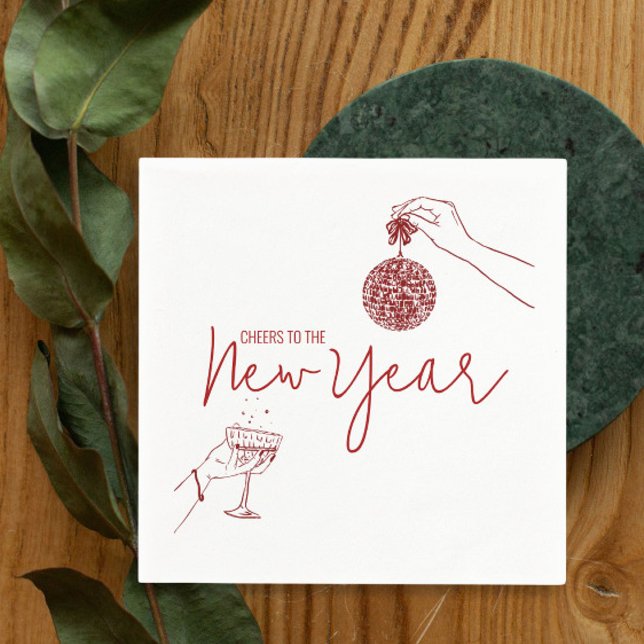 Red Doodle new years party  Napkin (Creator Uploaded)