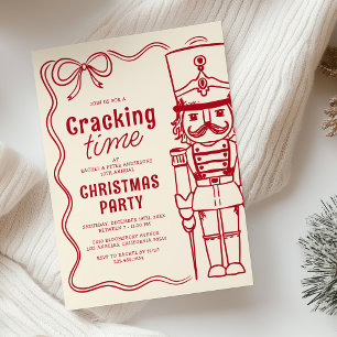 Red Doodle Nutcracker Christmas Holiday Party Invitation