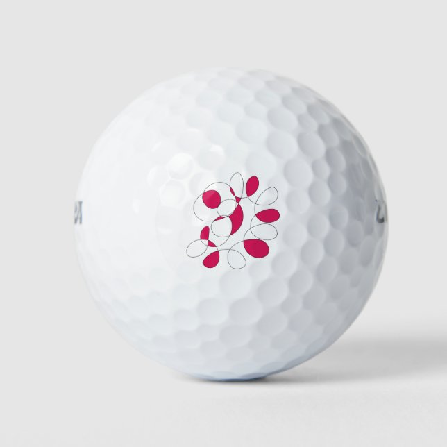 Red doodle pattern golf balls (Front)