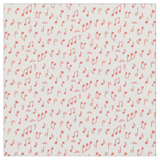 Red Doodled Music Notes Fabric