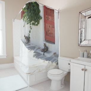 Red Door Cats Shower Curtain