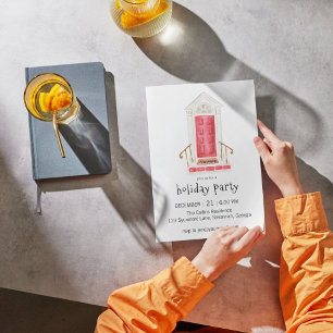 Red Door Christmas Party Invitation