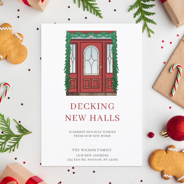 Red Door Decking New Halls New Address Moving  Holiday Postcard (Red Door Decking New Halls New Address Moving Holiday PostCard)