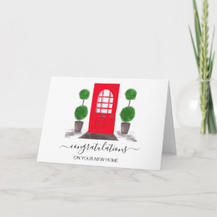 red door Happy Home Anniversary Door Illustration Card