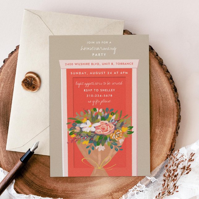 Red Door Housewarming Party Illustrated Invitation (Creator Uploaded)