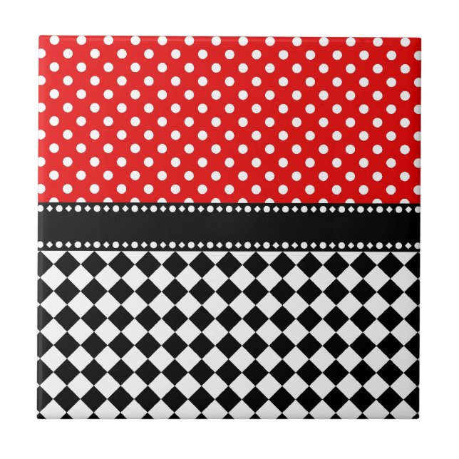 Red Dot Chequerboard Tile (Front)