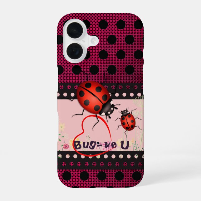 Red Dots Ladybug  iPhone 16 Case (Back)