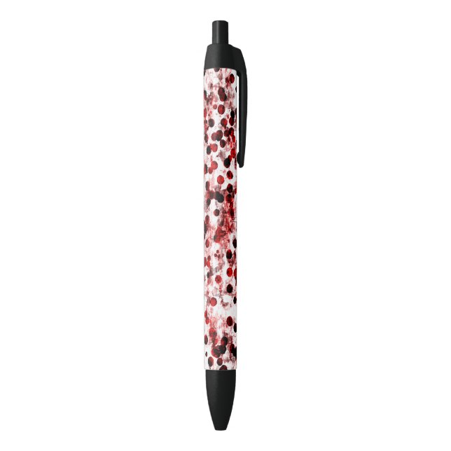 Red Dots Pattern Black Ink Pen (Bottom (Vertical))