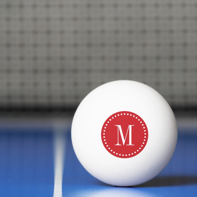 Red Dotted Circle Monogram Personalised Ping Pong Ball (Net)
