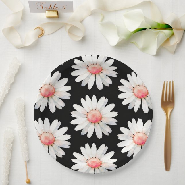 Red Dotted Daisy's Paper Plate (Wedding)