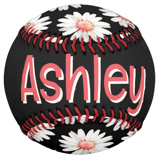 Red Dotted Daisy's (personalise) Softball (Back)