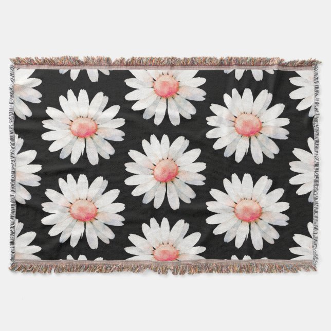 Red Dotted Daisy's Throw Blanket (Front)