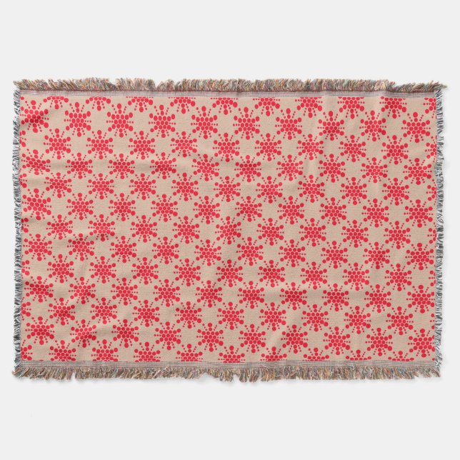 Red dotted star on taupe throw blanket (Front)