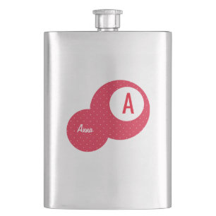 Red Dotty Personalised Monogram Hip Flask