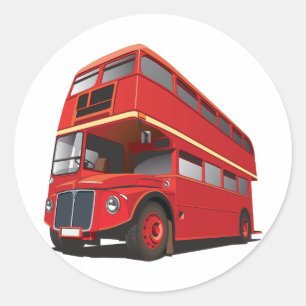 Red Double Decker Bus Classic London Transport Round Sticker