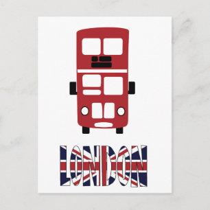 Red double decker bus London postcard