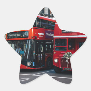 Red Double Decker Buses Star Sticker