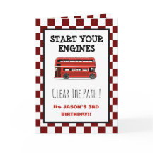 Red Double Decker City Bus Boys Birthday