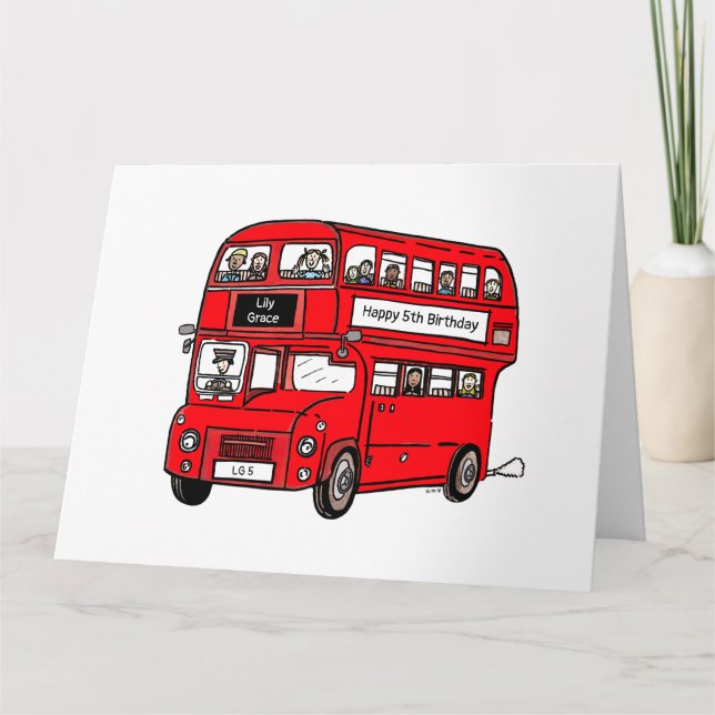 Red Double Decker London Bus Birthday Card (Front)