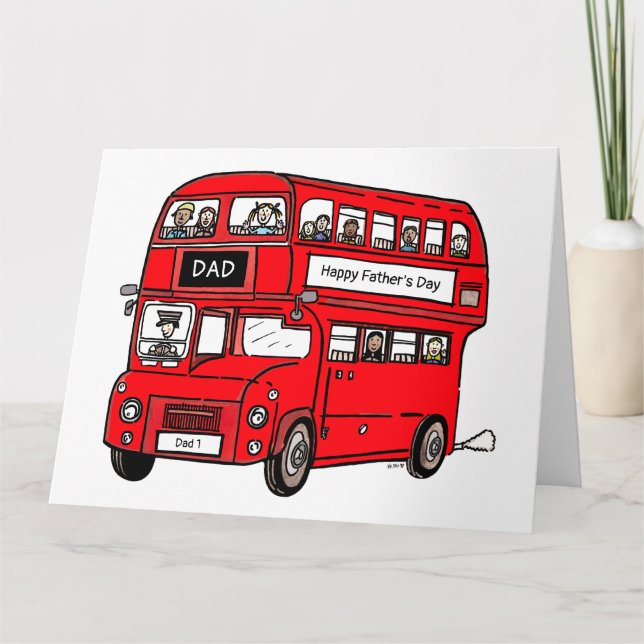 Red Double Decker London Bus Father's Day Card (Front)