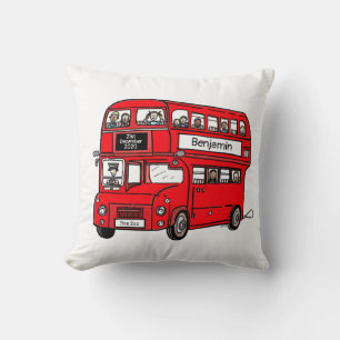 Red Double Decker London Bus Newborn Gift Cushion