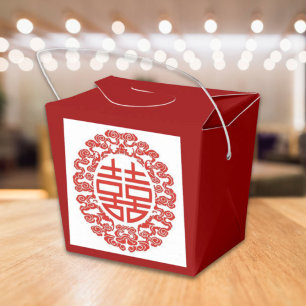 red double happiness modern chinese wedding favour box