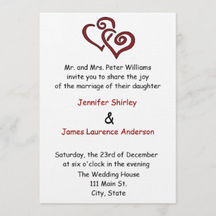 Red Double Heart Wedding Invitation