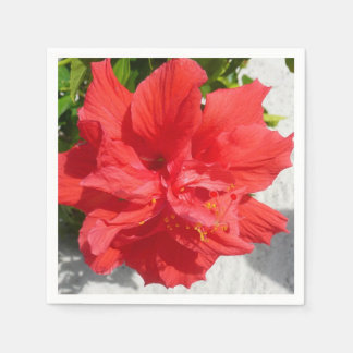 Red Double Hibiscus Flower Napkin