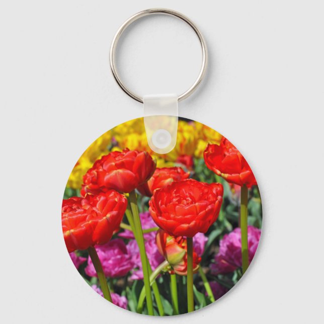 Red double tulips key ring (Front)