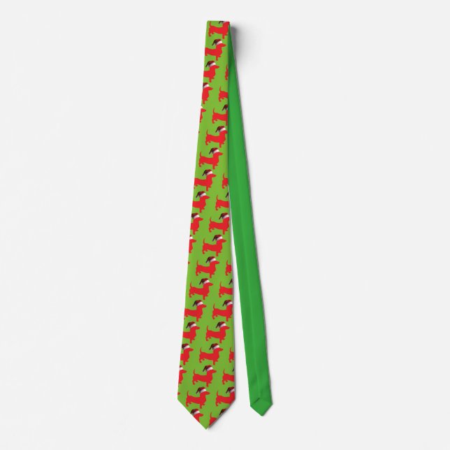 Red-Doxie---And-Santa-Hat Tie (Front)