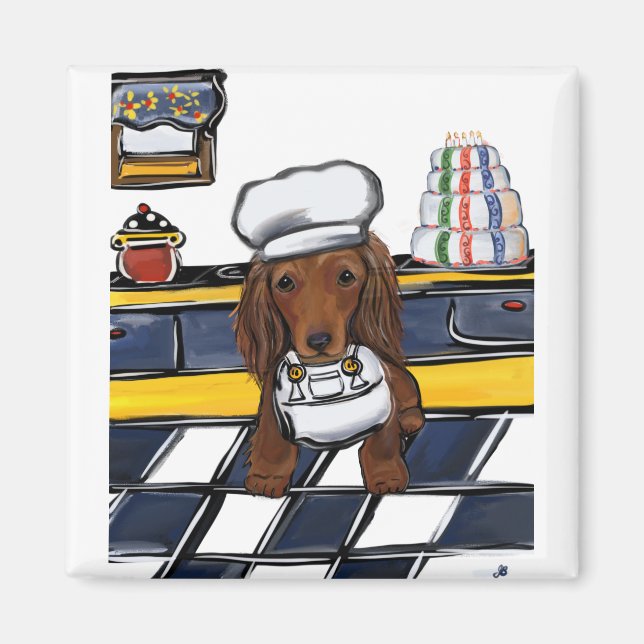 Red Doxie Chef Magnet (Front)