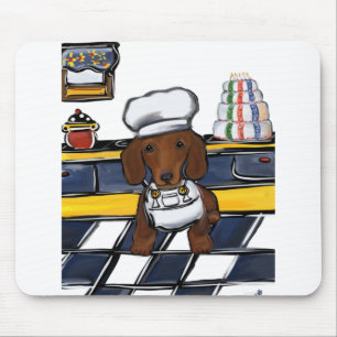 Red Doxie Chef Mouse Pad