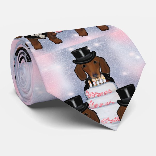 Red Doxie Grooms Tie (Rolled)