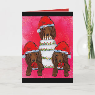 Red Doxie Santas Card
