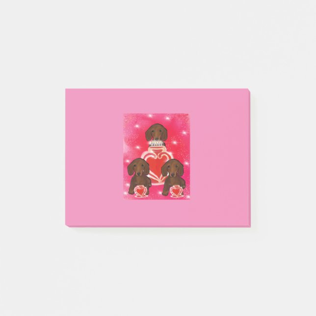 Red Doxie Valentine Post-it Notes (Front)