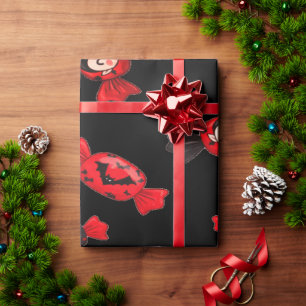 Red Dracula Candy For Halloween Wrapping Paper