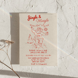Red Draen Jingle & Mingle Christmas Santa Party Invitation