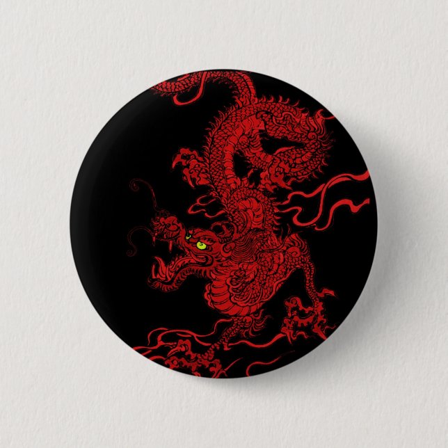 Red Dragon 6 Cm Round Badge (Front)