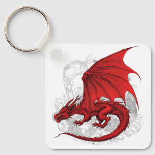 Red Dragon Abstract  Key Ring