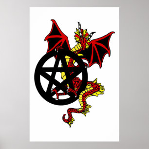Red Dragon and Pentacle Poster