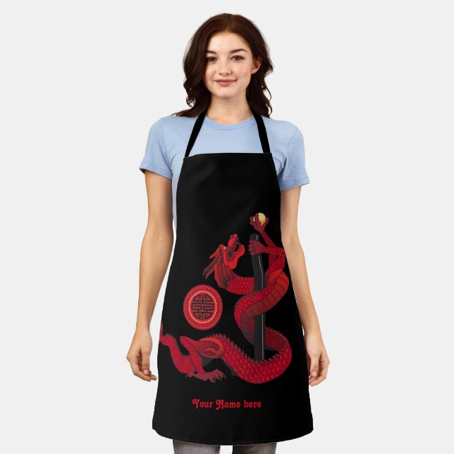 Red Dragon Apron (Worn)