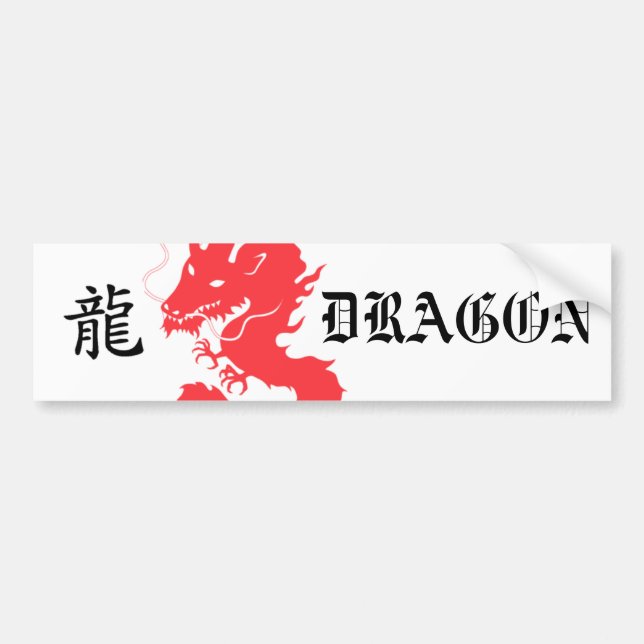 Red Dragon Asian Letter Bumper sticker (Front)