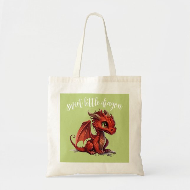 Red Dragon birth stat purple green watercolor Tote Bag (Front)