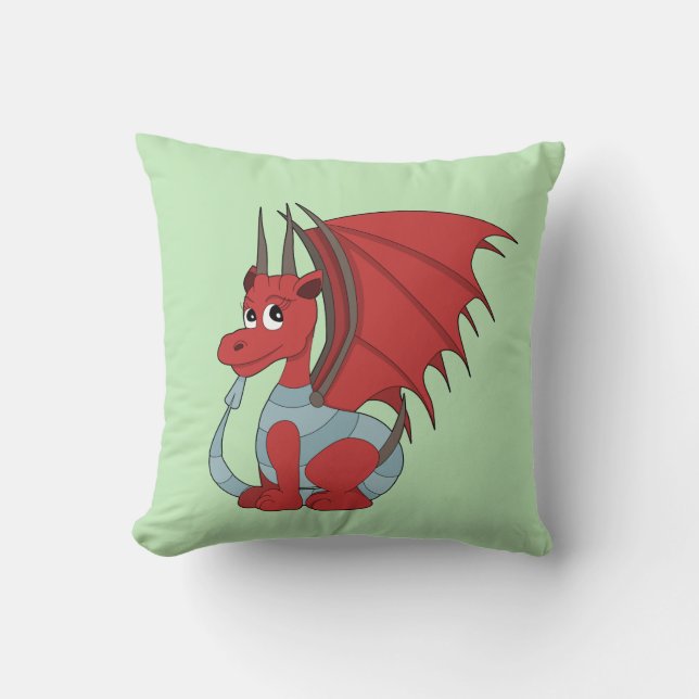 Red Dragon Cartoon  Cushion (Front)