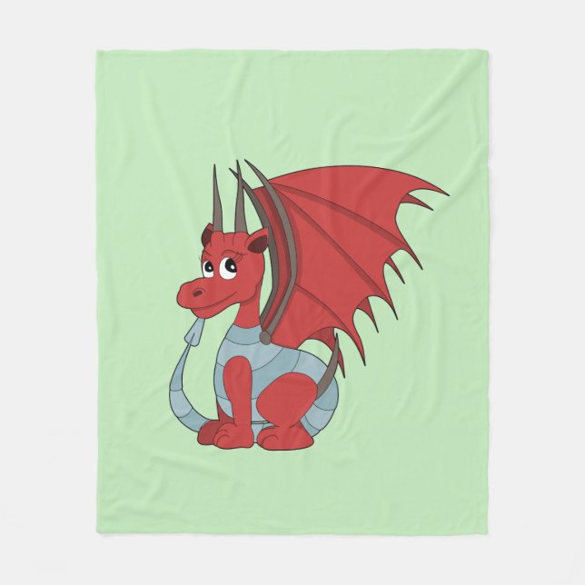 Red Dragon Cartoon  Fleece Blanket (Front)