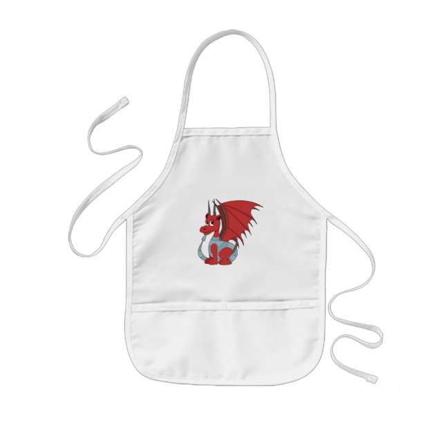 Red Dragon Cartoon  Kids Apron (Front)